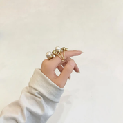 Pearl ring for women, vintage pearl promise ring, adjustable pearl rings, trendy open finger pearl ring, unique jewelry for women and girls.