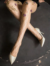 Fishnet Tights with Floral Pattern