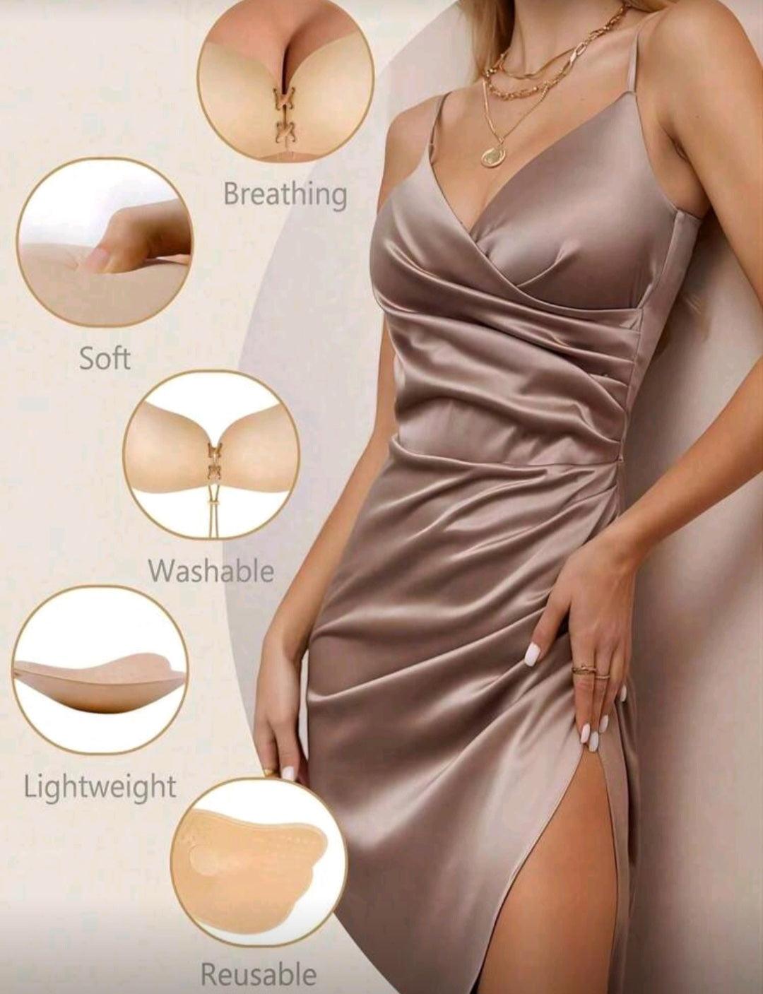 Invisible Patch Lifting Bra, Strapless Lace-Up Push-Up Self-Adhesive Bra, Women's Underwear Accessories Sticky Bra, Strapless Sticky Bra Backless Bra Invisible Bra Silicone Nipple Cover Women's Push-Up Bra