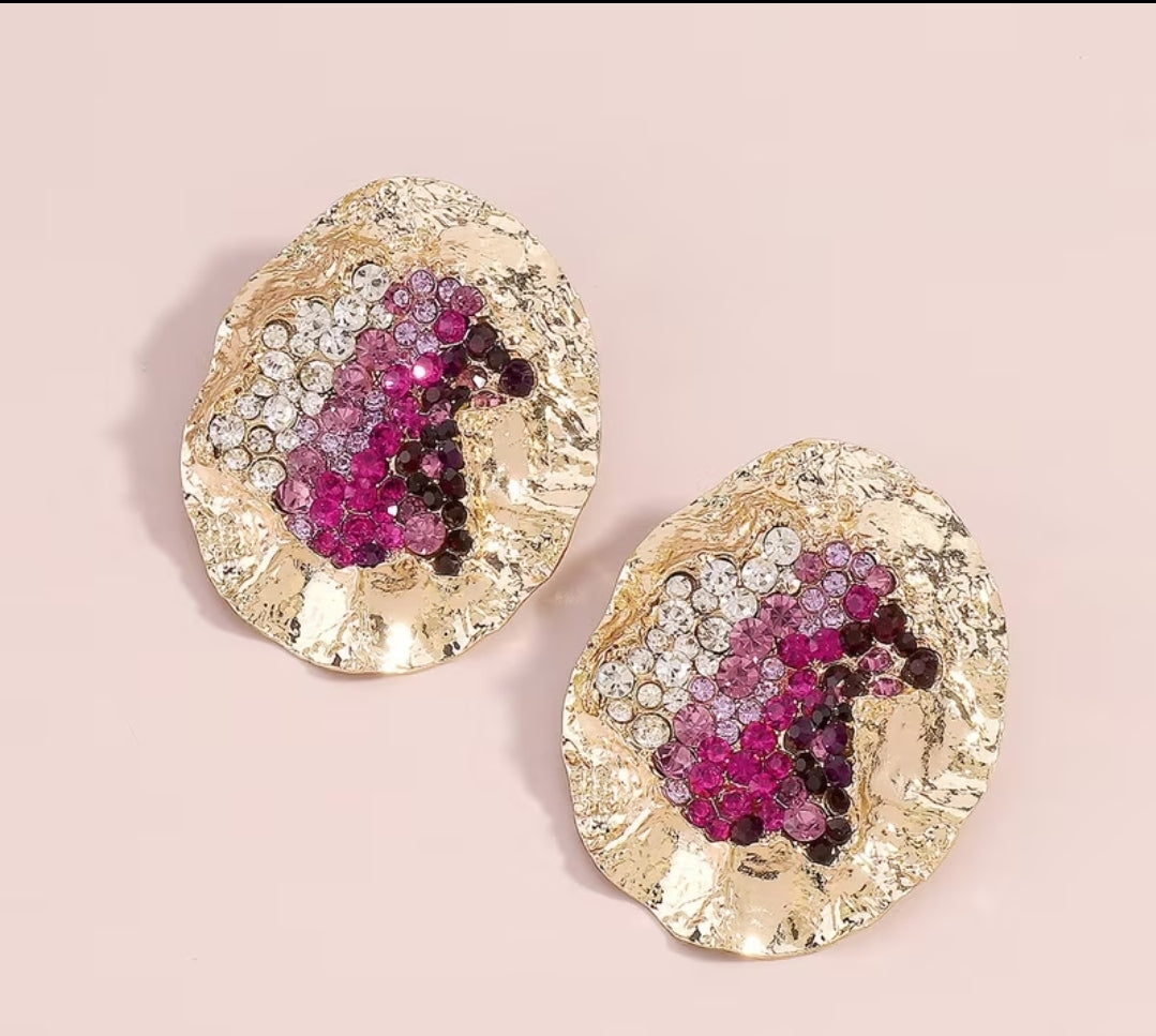 Gold earrings with rhinestones