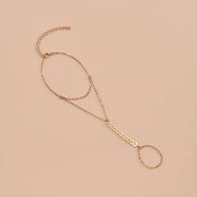 Olbye Finger Ring Bracelet Gold Slave Bracelet Hand Chain Ring Link Bracelet Everyday Jewelry for Women