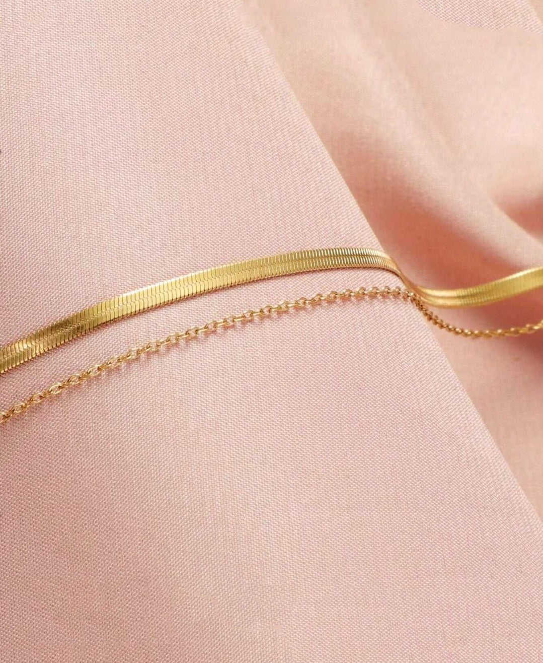 2 Pieces/Set Gold Stainless Steel Electroplated 18K Flat Chain Anklet Set