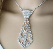 Elegant Tie-Shaped Necklace Adorned with Glitter and Rhinestones, Adjustable, Perfect for Trendy Occasions Like Graduation Parties, Valentine’s Day, and Mother’s Day – Ideal Gift