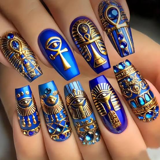 Golden Ankh & Eye of Horus Nails