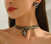 Tiger Heart Choker Necklace & Tiger Heart Earrings Set
