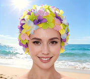 3D Flower Swim Hat | Vintage Flower Swim Cap Floral Petal Swimming Hat,Retro Style Bathing Caps Women's Long and Short Hair Swimming Hat for Water Parks Swimming Pool