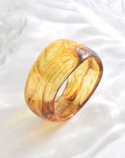 1pc Fashion Exaggerated Geometric Transparent Floral Resin Bangle Brown