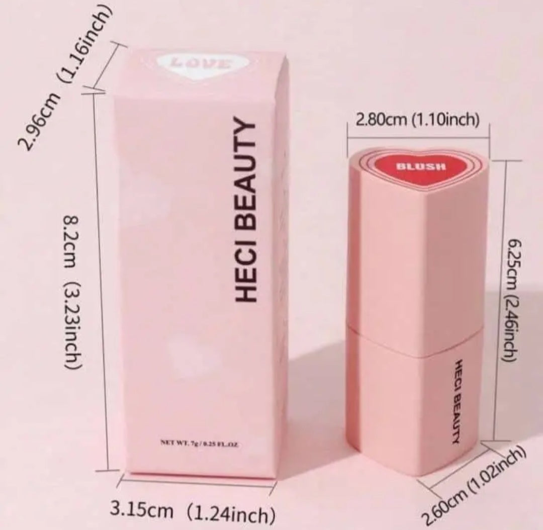 Heart-shaped 3-in-1 Cream Blush Stick pink Bubble