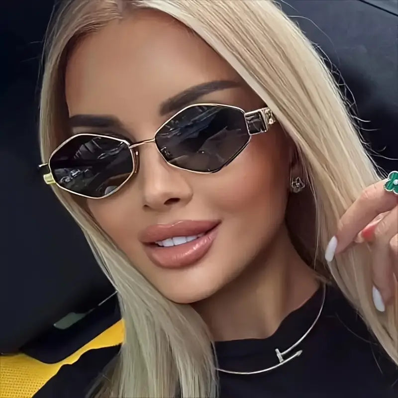 SHEIN Rhombus Metal Small Frame Y2K Fashion Fashion Glasses