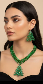 Christmas Tree Resin Jewelry Set