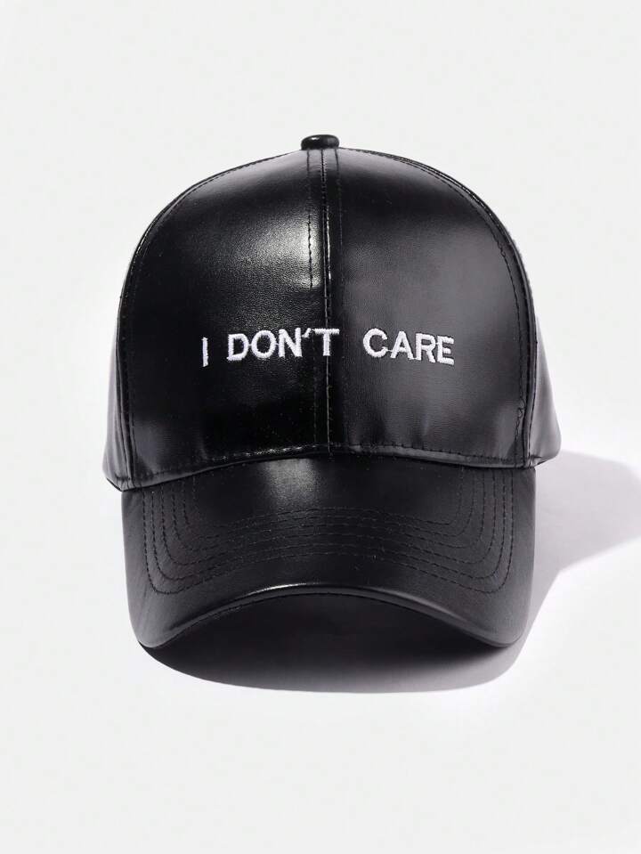 SHEIN 1pc Minimalist Leather I DON’T CARE Embroidered Unisex Baseball Cap