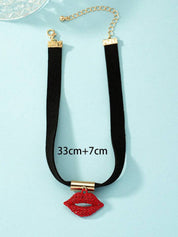 Red Lips & Turquoise Flower Necklace