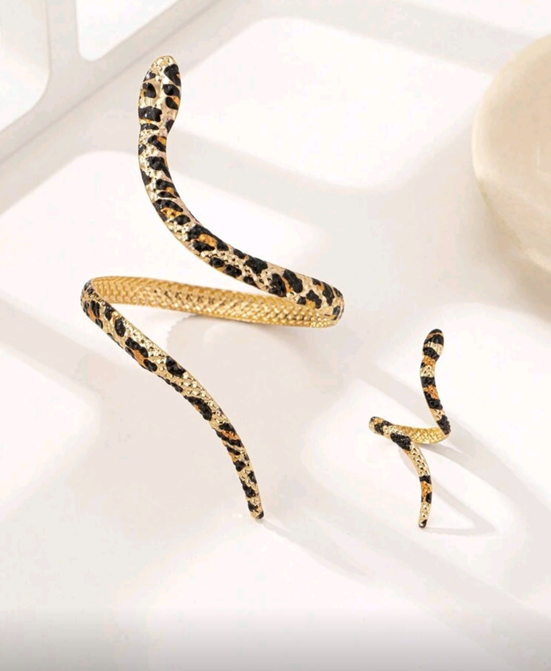 1 Set Fashionable European And American Snake Shape Ring And Bracelet Jewelry Set For Women, Versatile