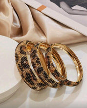 1pc Fashion Luxury Rhinestone Geometric Round Metal Bangle Bracelets, High-End Jewelry For Women Party