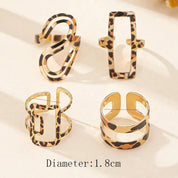 4pcs set bohemian style leopard print rings