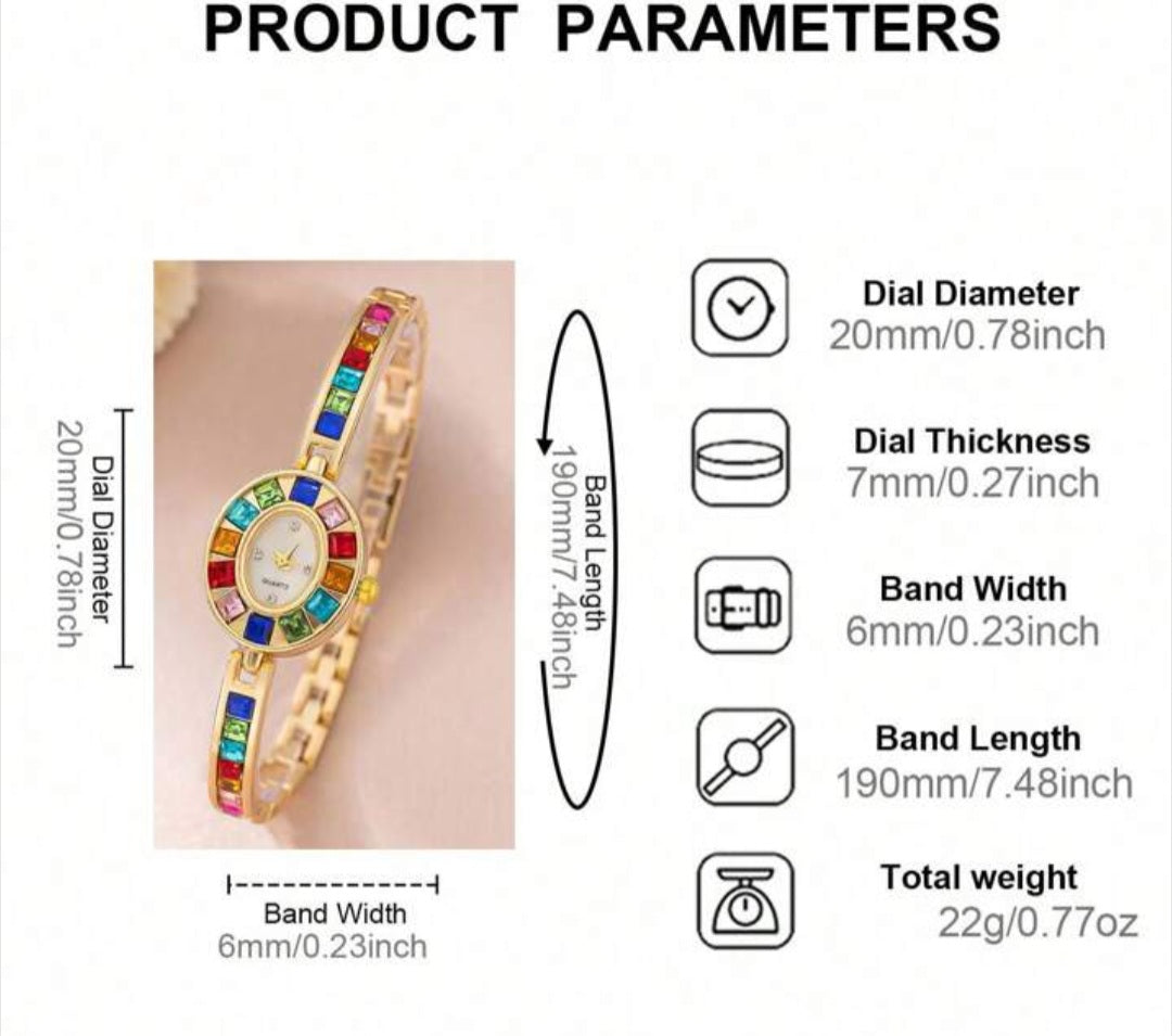 1 Set Ladies Watch Rhinestone & Bead Necklace Bracelet Decor Jewelry Set And Pre-Owned Ladies' Niche Luxury Fashionable Ins Style Elegant Watch Bracelet Suitable For Daily Wear Party And Other Occasions