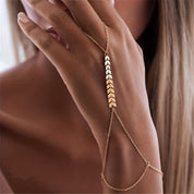 Olbye Finger Ring Bracelet Gold Slave Bracelet Hand Chain Ring Link Bracelet Everyday Jewelry for Women