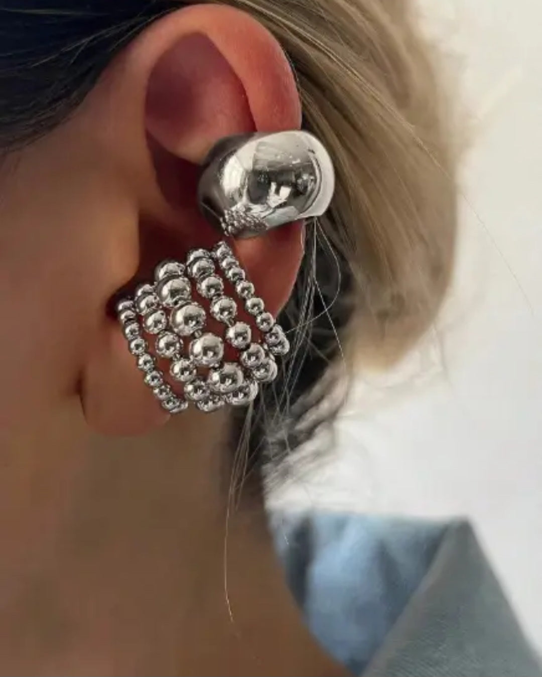 2pcs Simple Copper Exaggerated Wide Clip Earrings,