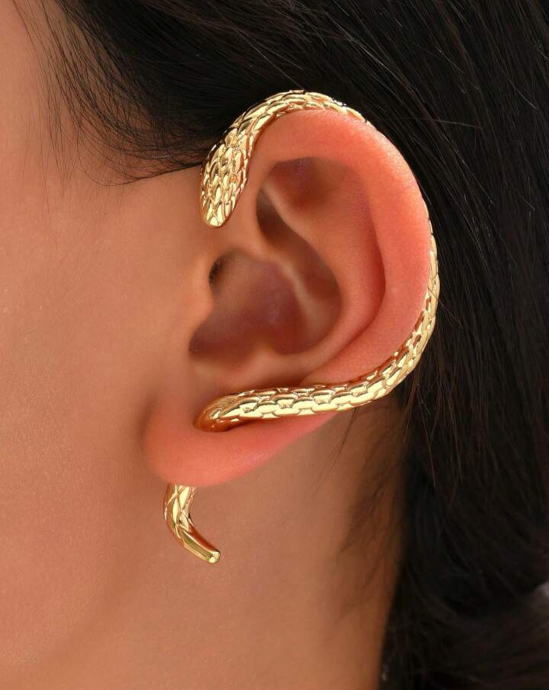 Snake Shape Gold Ear Cuff – Non-Piercing Stylish Wrap Around Earring for Women