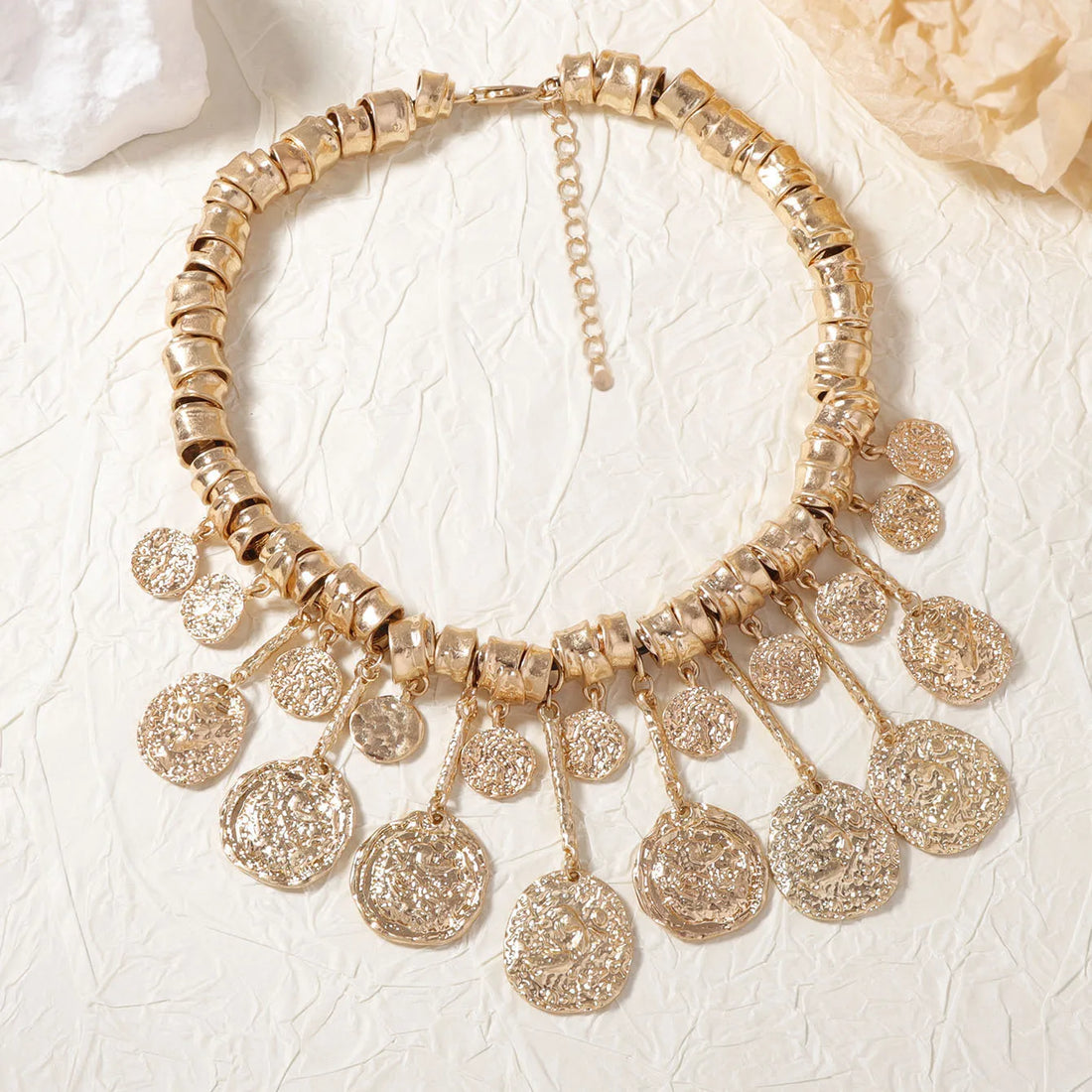 ZAA Retro Trendy Irregular Geometric Tassel Pendant Alloy Necklace