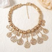 ZAA Retro Trendy Irregular Geometric Tassel Pendant Alloy Necklace