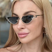 Luxury Designer Triangle Cat-Eye Sunglasses for Women – Vintage Steampunk Half-Circle Popular Shades