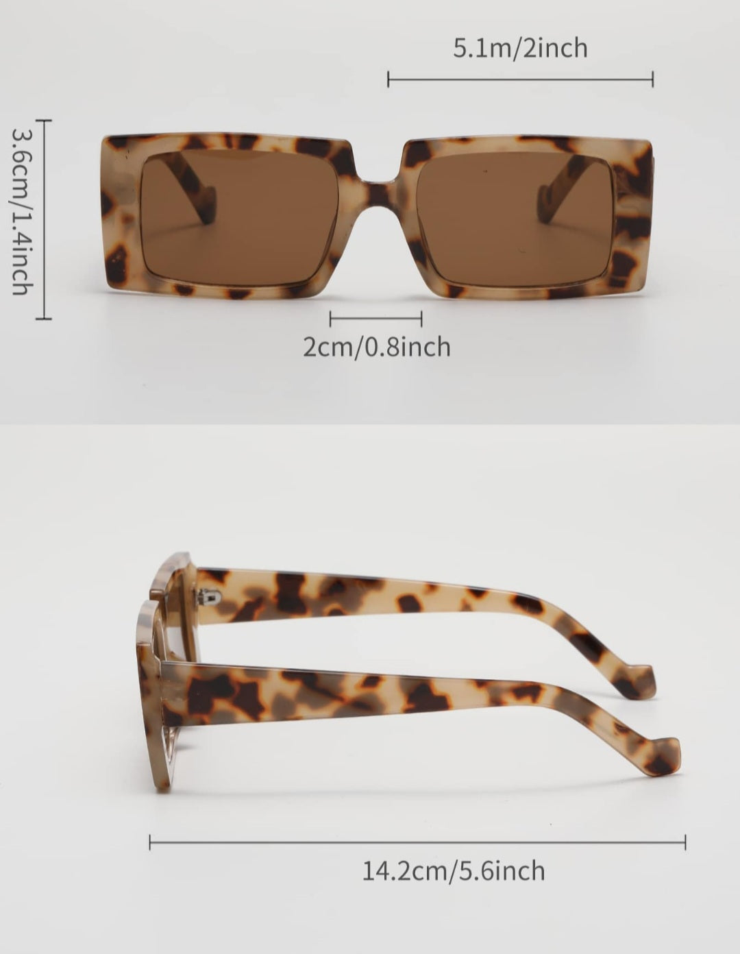 Unisex Retro Small Frame Rectangular Leopard Print Bohemian Plastic Sunglasses
