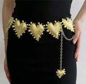 1pc French Retro Personalized Exaggerated Big Heart Tassel Waist Chain Women's Dress Decoration Metal Chain Belt Accessory Valentines,Mom,Mother,Mother's Day,Gift