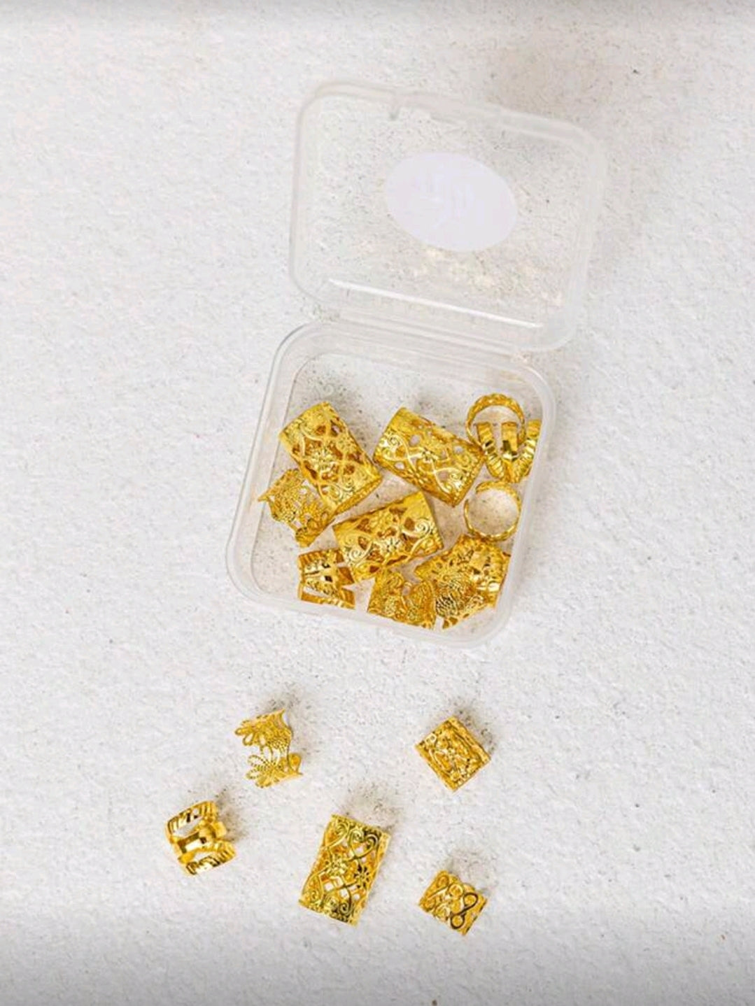 20pcs/ Box Hijab Scarf Rings, Hollow Scarf Clips Pins For Hijabs, Hair Braid Rings, Hijab Accessories For Dress