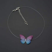 Simple Blue Imitation Butterfly Pendant Necklace for Women, Boho Chain Choker, Summer Beach Party Trendy Jewelry Accessories