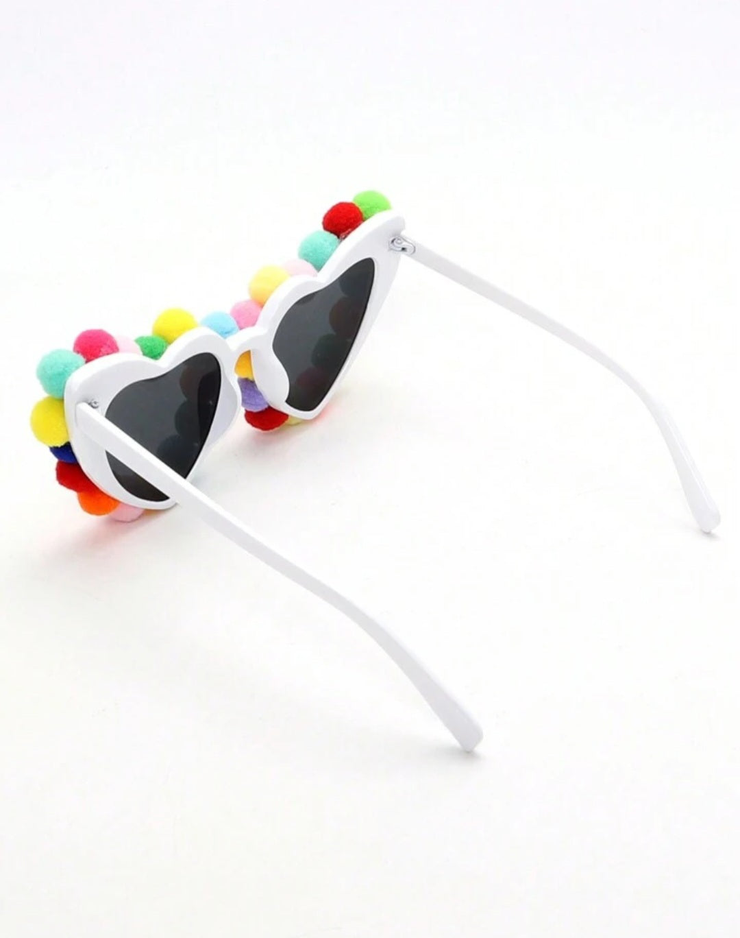Trends2pcs Colorful Plush Ball Glasses And Earrings Set, Cute Heart-Shaped, Unique And Novel, Party And Dance Eyeglasses, Fun Eyeglasses Boho