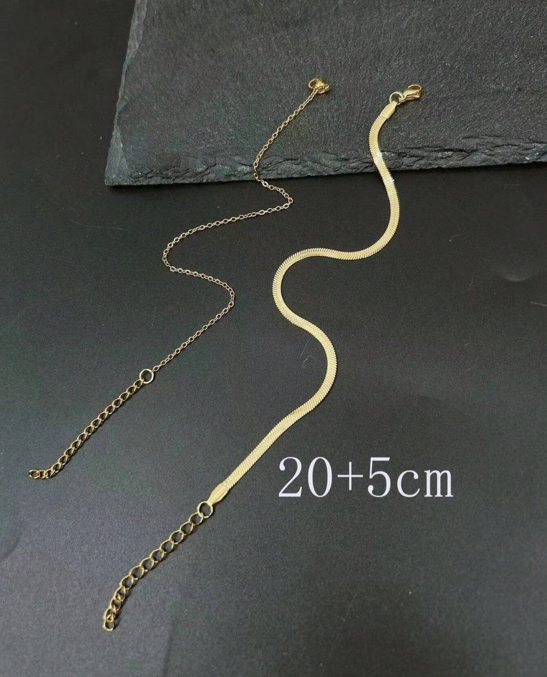 2 Pieces/Set Gold Stainless Steel Electroplated 18K Flat Chain Anklet Set
