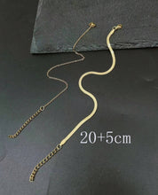 2 Pieces/Set Gold Stainless Steel Electroplated 18K Flat Chain Anklet Set