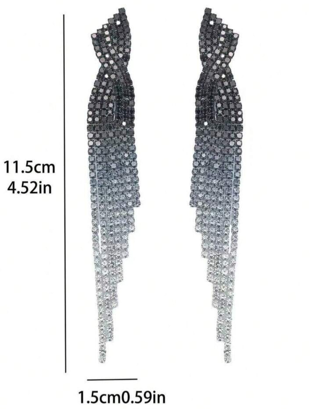 1 Pair of Elegant Earrings for Women with Full Rhinestones and Gradient Tassels, Versatile Fashion Earrings for Wedding, Party, or Formal Dress
