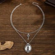 Lottie- the Lock and Key Pendant Double Chain Necklace