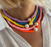 Colorful Soft Clay Necklace, Pearl Necklace BY SHEIN