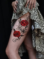 1pc Temporary Rose Tattoo Sticker, Sexy Rose Fake Tattoo for Women, Waterproof Arm & Leg Tattoo Decal, Single-Use Body Art Sticker