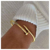 Armwear - Chic Stainless Steel Nail Bracelet for Women with Sleek Finish, Anti Tarnish Jewelry, Aesthetic Cuff for Girls, Minimalist Hand Accessory, Trendy Gift