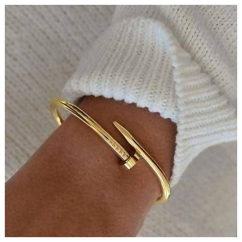 Armwear - Chic Stainless Steel Nail Bracelet for Women with Sleek Finish, Anti Tarnish Jewelry, Aesthetic Cuff for Girls, Minimalist Hand Accessory, Trendy Gift
