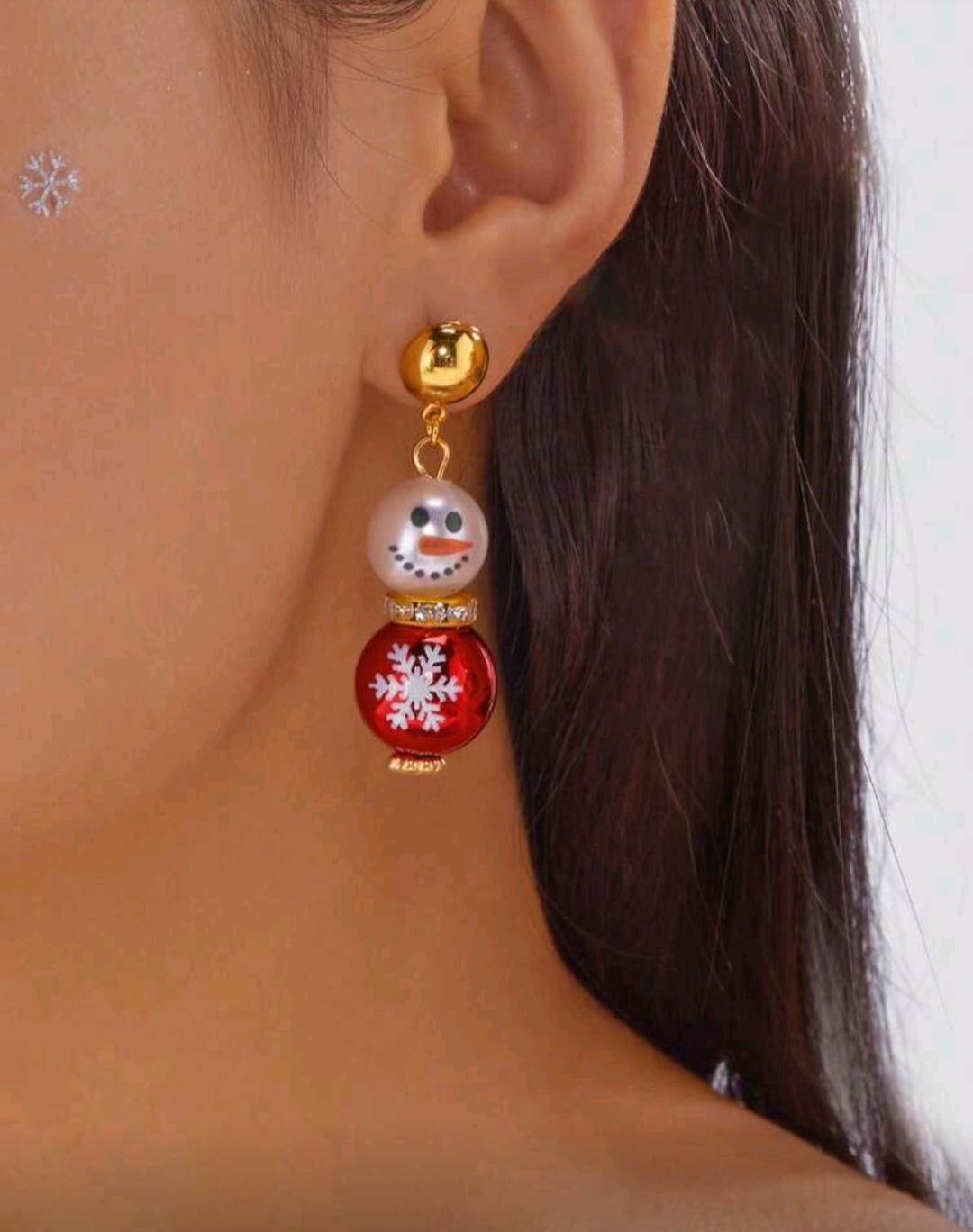 2pcs Cute & Fun Christmas Snowman Pendant Earrings, Suitable For Women To Wear On Christmas Holiday Gatherings