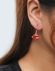 Women Fashion Red Lip Dangle Earrings
