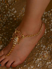 Scorpio Zodiac Anklet with Toe Ring Decoration, Wedding Jewelry
