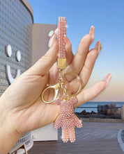 Fashionable Unisex Bear Shaped Keychain, Full Of Diamond, Pink/Orange/White, Fine And High-End Women's Car Key Chain Pendant, Popular Backpack Decoration, Fashionable Ornament For Car Keys, Diamond Inlaid Bag Pendant, Cute And Exquisite Universal Fitting