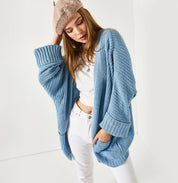 Trendyol Women’s Baby Blue Thessaloniki Knitted Cardigan With Pockets Double Sleeve