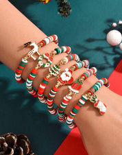 6pcs/Set Reindeer, Santa Claus, Christmas Tree Soft Ceramic Decorative Bracelet