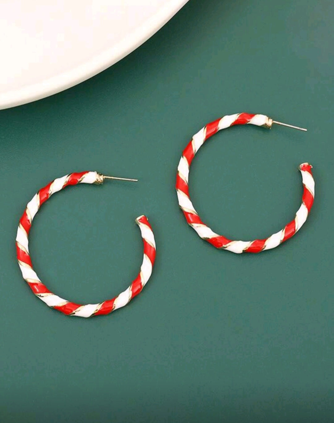 1 Pair Of Sweet Twisted Candy Earrings For Christmas, Ladies' Jewelry, Suitable For Christmas Parties And Banquets