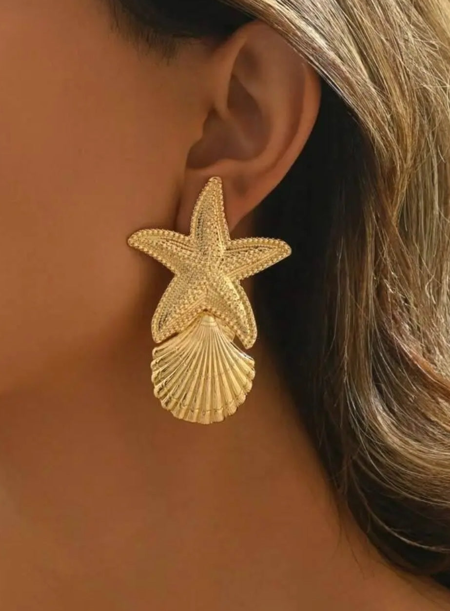 2pcs Elegant Sexy Party Asymmetrical Exaggerated Gold