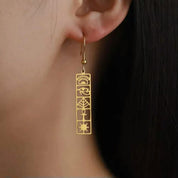 RSAMD Ancient Egyptian Cartouche Hieroglyph Symbols Earrings Eye of Horus Ankh Cross-A gold color