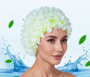 3D Flower Swim Hat | Vintage Flower Swim Cap Floral Petal Swimming Hat,Retro Style Bathing Caps Women's Long and Short Hair Swimming Hat for Water Parks Swimming Pool