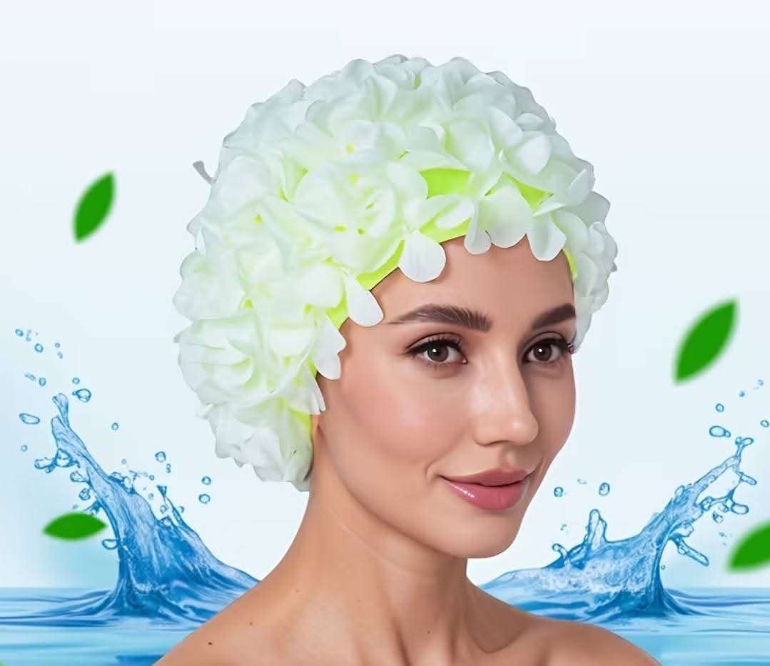 3D Flower Swim Hat | Vintage Flower Swim Cap Floral Petal Swimming Hat,Retro Style Bathing Caps Women's Long and Short Hair Swimming Hat for Water Parks Swimming Pool